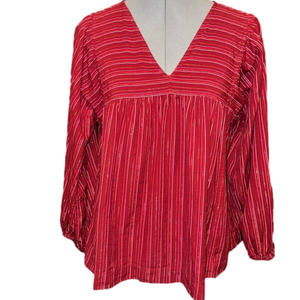 Madewell Striped Peasant V-Neck Blouse